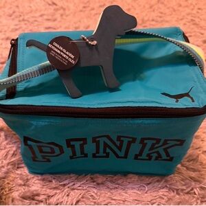 PINK Victoria's Secret Turquoise Kids Lunch Bag with Black Logo